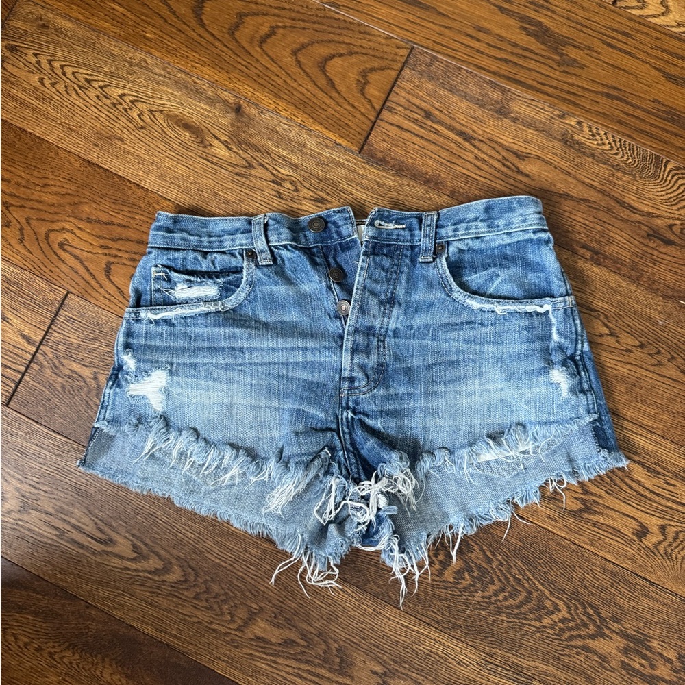 Abercrombie & Fitch Blue Distressed Jean Shorts